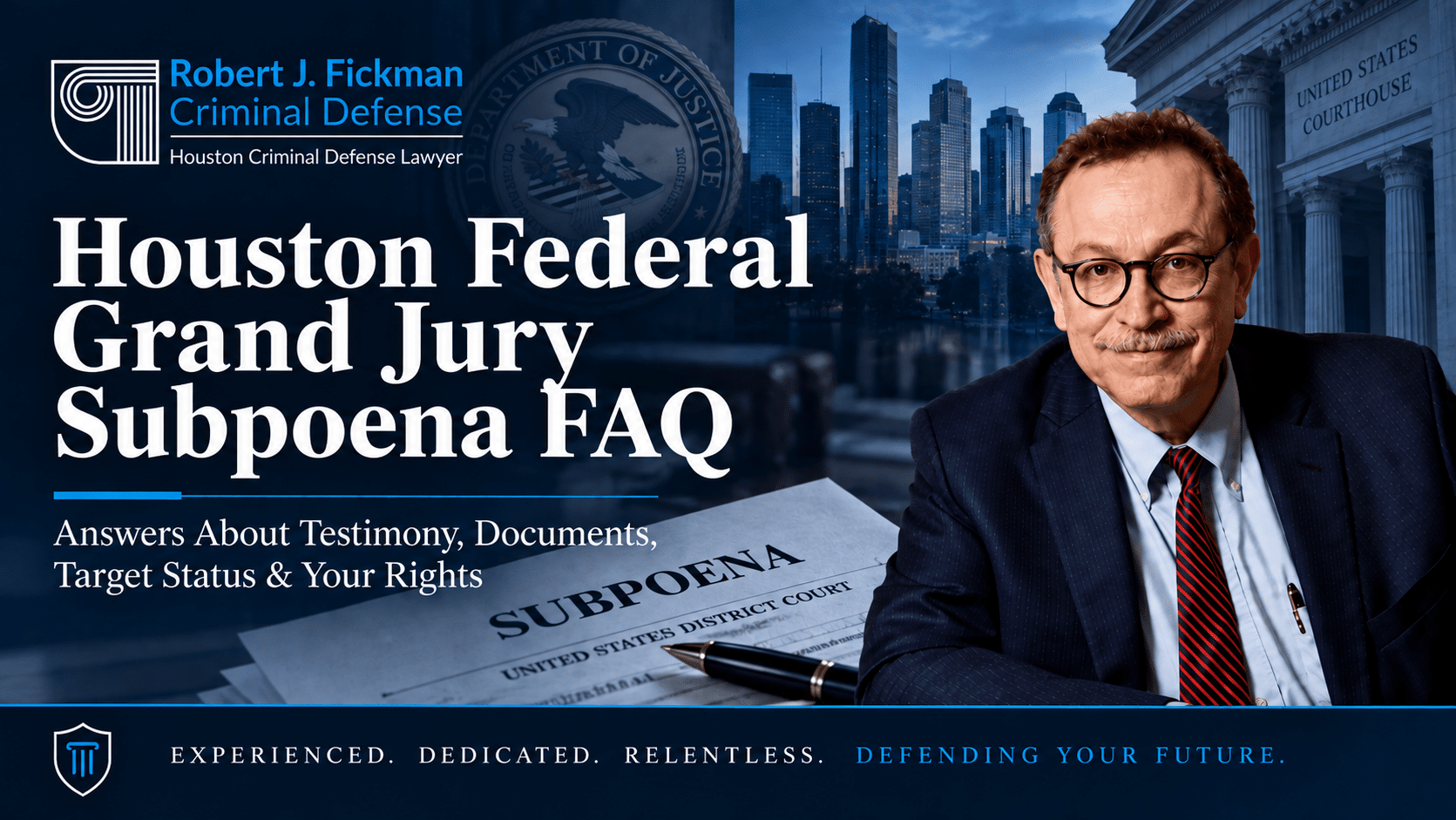 Houston federal grand jury subpoena FAQ by Robert J. Fickman Criminal Defense